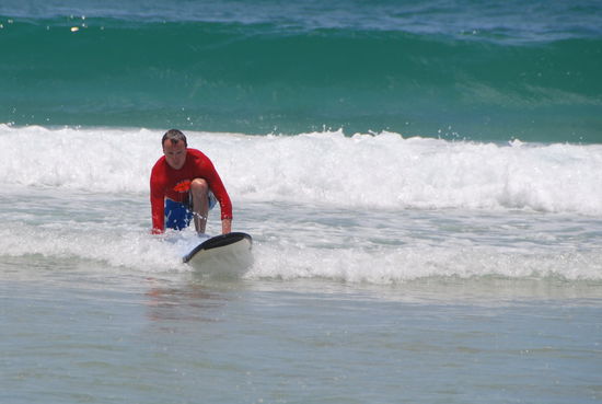 ...dann ging es ab ins Wasser, gar nicht so einfach am Anfang!