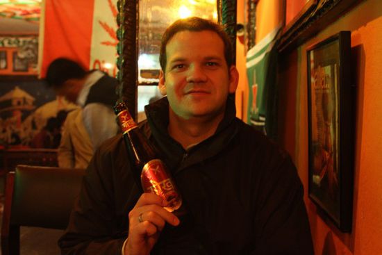 Am Abend: wohlverdientes Feierabendbier!