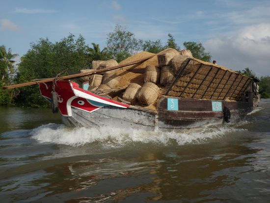 Reistransport am Mekong