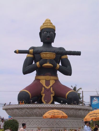 Die Statue mit dem Stock ... daher der Name der Stadt.