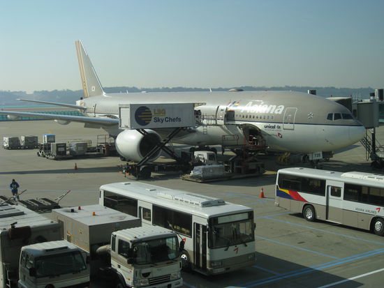 Unsere Maschine von ASIANA Airlines am Flughafen von Seoul.