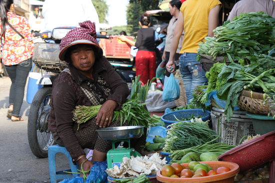 Die ersten Eindruecke auf einem Markt in Phnom Penh.