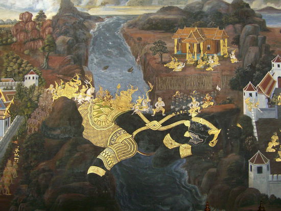 Ein hilfreicher Riese dient als Brücke für die Kämpfer