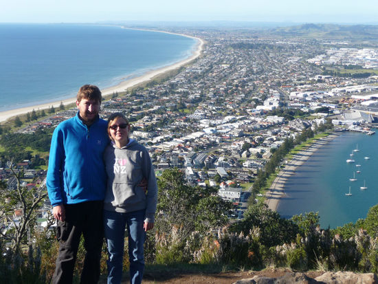 Blick Richtung die Orte Maunganui und Tauranga