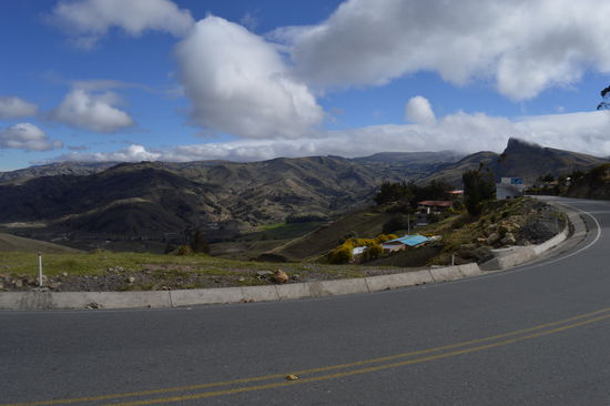 Huihhh, da gehts von den Kordilleren hoch heroben an der skyline, steil hinunter, sehr steil, und das Gefühl in meinem Kopf wird immer besser, es wird auch sehr schnell warm und dann , unten in Latacunga, sehr heiß