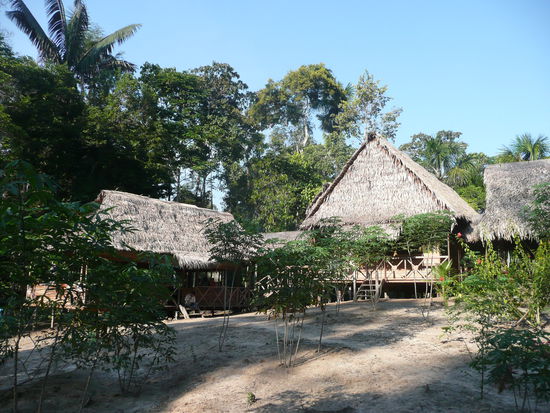 links auf dem Bild die Kueche und in der mitte 3 Schlafzimmer mit je 2 Betten.