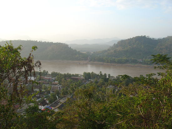 Aussicht auf den Mekong River auf der anderen Seite.