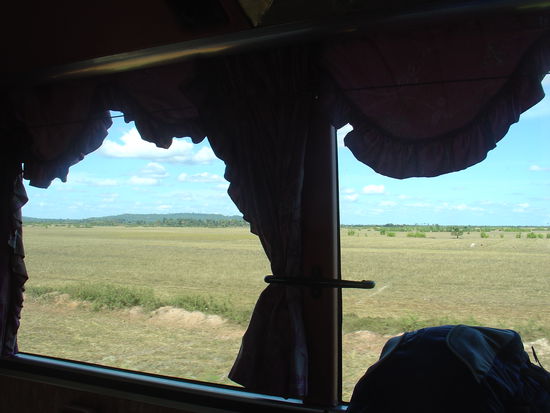 Ein weiteres Bild aus dem Bus... alles relativ Flach und trocken.