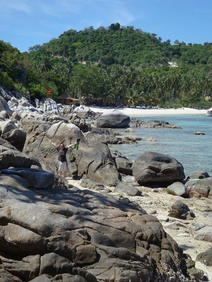 Unser Weg ueber die Steine... Alain hat es sichtlich Spass gemacht !