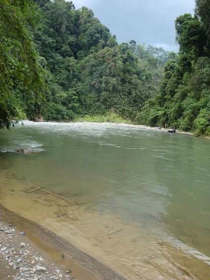 Ankunft im Camp, hier hatten wir den Fluss durchquert...