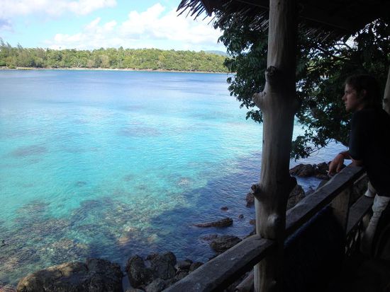 Der Balkon unseres Bungalows...