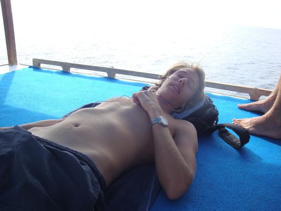 Auf der Rueckfahrt gemuetlich am "chillen"...