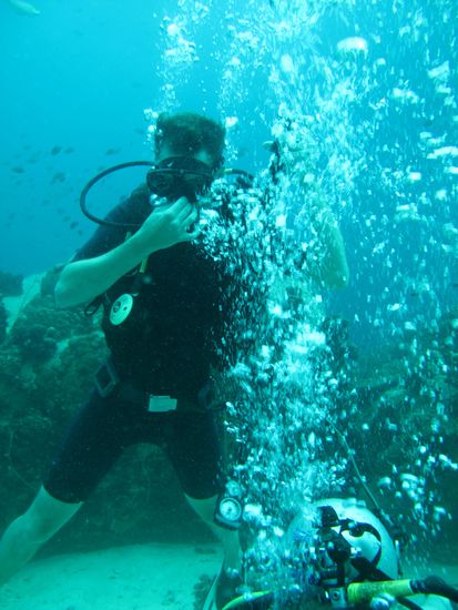 Der Robert beim Druckausgleich.