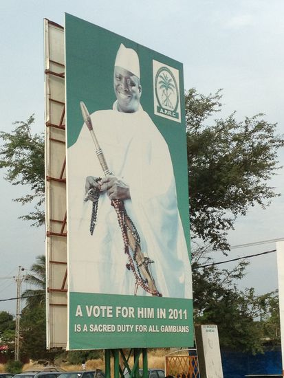 Sehr spezielles Wahlplakat für den amtierenden Präsidenten
