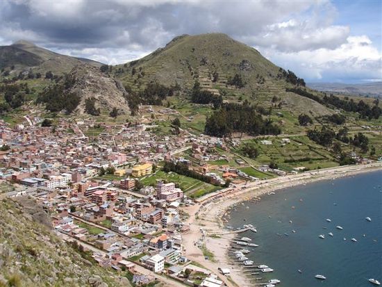 Aussicht auf Copacabana vom Cerro Calvario