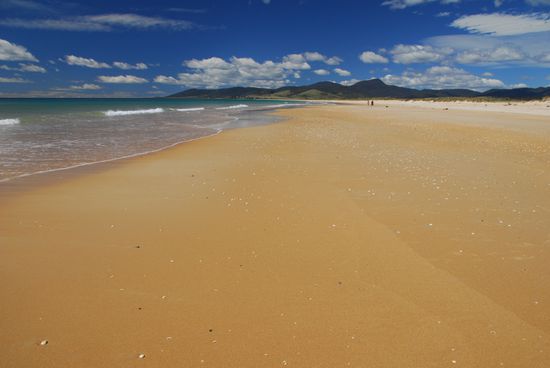 Hatte ich schon erwaehnt, dass es hier ganz nette Straende gibt? Hier einer bei Bicheno.