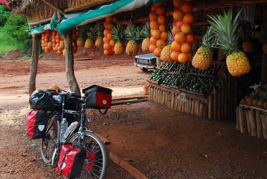 Nach den Wochen im Sueden, wo gutes, frisches Obst und Gemuese Mangelware sind, komme ich an so einem Stand nicht vorbei...