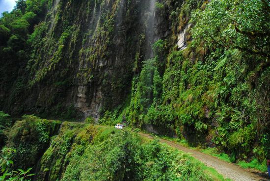 Immer wieder faehrt man in toller Landschaft unter kleinen Wasserfaellen hindurch. Und das Beste: Nach Wochen ausschliesslich in den Farbtoenen braun und ocker kommt man hier im ueppigen, saftig-gruenen tropischen Regenwald an, mit tausenden Schmetterlingen und bunten Voegeln um einen herum.