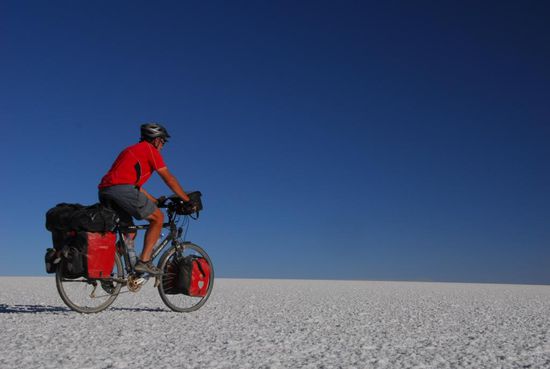 Meditatives Radeln - die Fahrt ueber den Salzsee ist ein unvergessliches Erlebnis
