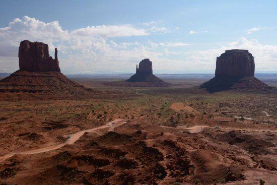 Die wohl bekannteste und typischte Ansicht fuer das Monument Valley