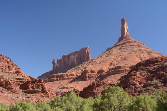 Mit dem Castle Rock auf dem Weg nach Gateway verabschiede ich mich endgueltig aus Utah mit seinen einzigartigen Felsformationen