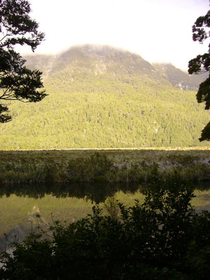 Unterwegs kamen wir auch bei den Mirror Lakes vorbei, in denen sich die Berge spiegeln.