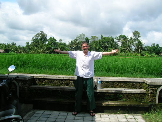 Ubud ist eingebettet in gruene Reisefelder und wahnsinnige Natur - hier 3 Meter von der Strasse entfernt.....