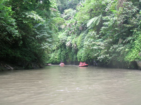 in ruhigeren Gefielden - hier trieb ich am Ruecken liegend wieder mal durch den Dschungel............Leute........keine Worte dafuer.......