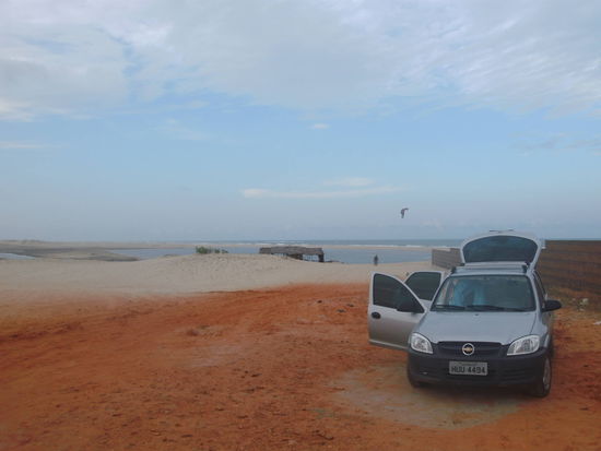 Das Auto von Jens und im Hintergrund die Lagune