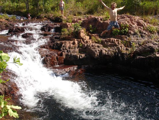 - Burley's Rockhole, Litchfield NP - 
Hier laufen die Wasser-Circaden in kleine Plunge-Pools zusammen. Ein Spass zum Baden!!!