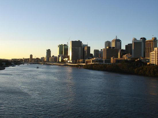 - Die Skyline und der Fluss von Brisbane - 
Von hier aus werden wir auch rueber nach Fiji fliegen...