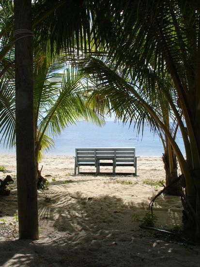 Nein, kein Traum...
- Blick von unserer Zimmertuer auf Bounty Island -