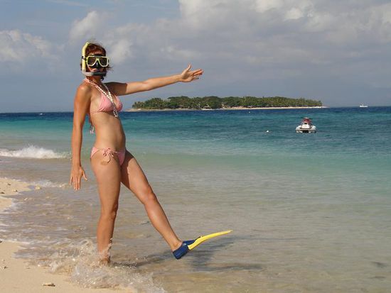 ...und Daisy beim Schnorcheln 
Unsere Lieblingsbeschaeftigung auf den Fijis.