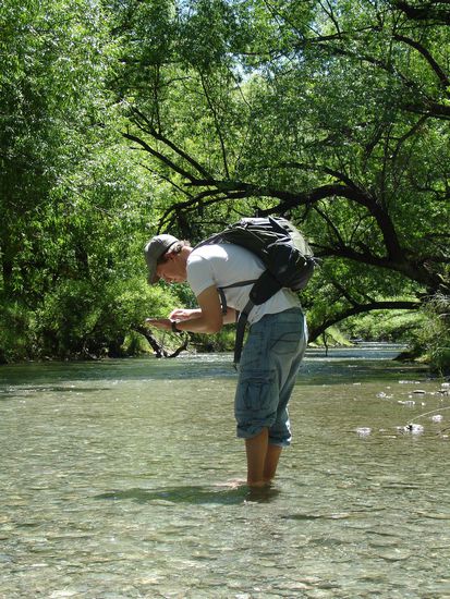 Andy beim Goldsuchen in Arrowtown