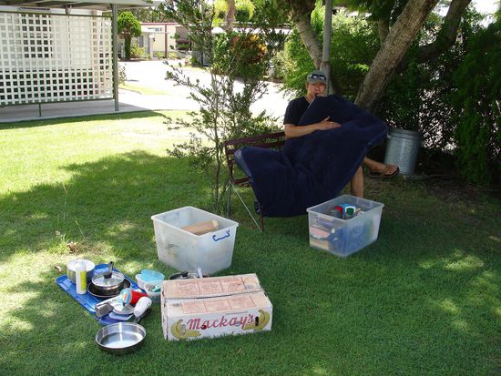 Am Campingplatz in Tweed Heads - hier haben wir erstmal das Auto entruempelt