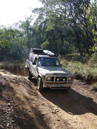 Diese Strasse war nicht wirklich eine Strasse - ueber 30 Grad Steigung mit Geroell und scharfen Kanten - Daisy rutschte sogar beim Fotografieren aus!