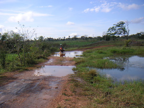 Umleitung über eine Farm, da muß man durch, egal wie`s ausschaut.