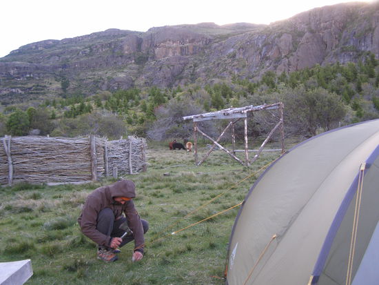 Während die Alpakas ein dickes Fell haben, mußten wir uns dick einmumeln und gegen den kalten Wind schützen und sichern.