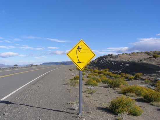 So sehen in Argentinien die Warnungen für starken Wind aus, interessant, vor allem weil es hier keine Bäume gibt.