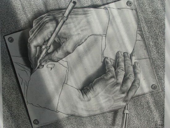 Eine Hand wäscht ähhhh zeichnet die andere?