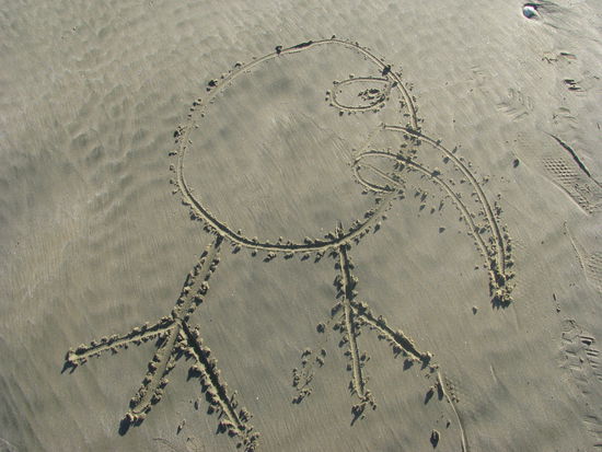 Wir haben uns künstlerisch betätigt. Robins zu dicker Kiwi.