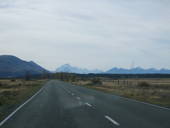 Von weitem konnte man den Mount Cook schon sehen.