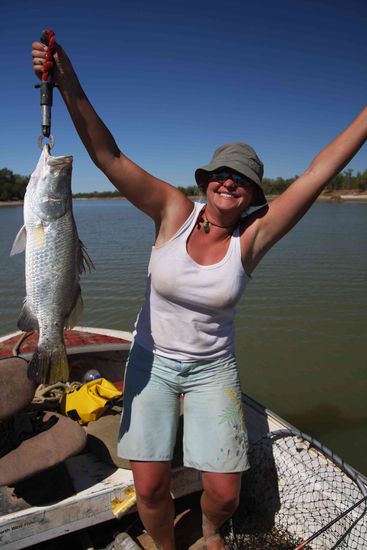 Yippi, mein erster Fisch in Australien und dann gleich ein solches Exemplar