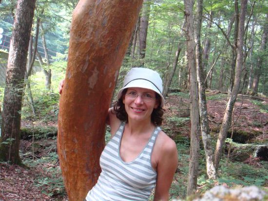 Der Baumstamm fühlte sich fast unecht an und wirkte etwas skurril in der grünen Umgebung