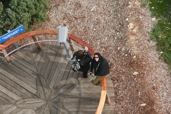 Catharina und Conny warten unten auf mich!