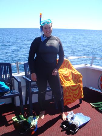 fertig angezogen geht es ins Wasser zu dem Shark