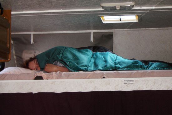 mein Bett ober der Fahrerkabine!