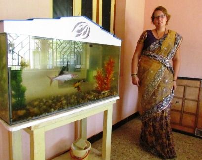 ich im Saree - bevor es zur Hochzeit ging