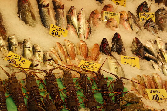 Überall gibt es frischen Fisch und allerlei Seafood zu kaufen.