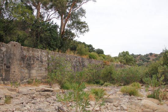 vom Flussbett aus - derzeit führt der Fluss nicht viel Wasser.